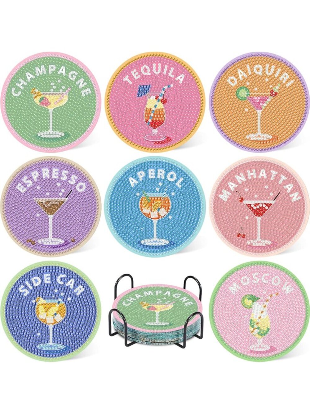 DIY Diamond Art Coaster Kit for Adults - Creative Cocktail Decor & Crafting Fun